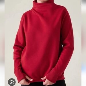 Athleta Cozy Karma Twist Neck Sweatshirt Red XS Cowl Neck Pullover Nwt